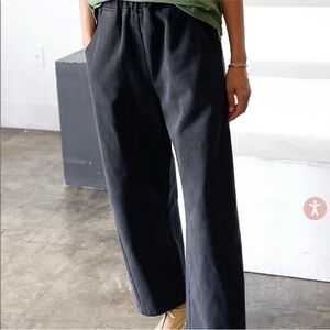 Le Bon Shoppe ARC Pants Barrel Wide Leg 100% cotton pull on Black Canvas Large